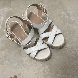 Geox White Sandals Crisscross Design Ankle Strap